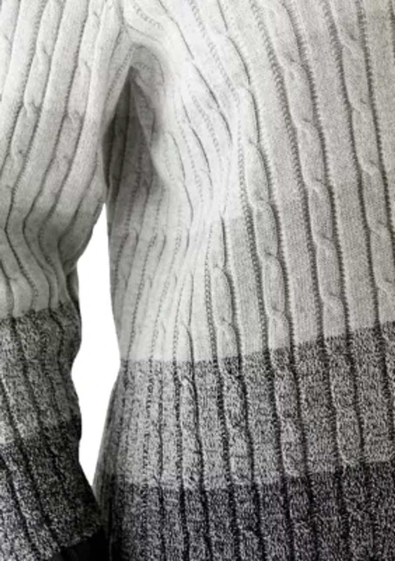 Plus Cable Crew Color Block Sweater