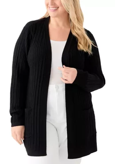 Plus Cable Knit Cardigan