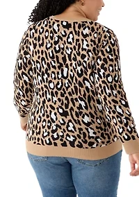 Plus Long Sleeve Crew Neck Jacquard Sweater