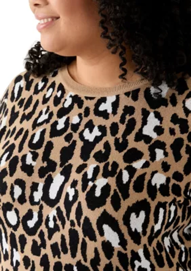 Plus Long Sleeve Crew Neck Jacquard Sweater