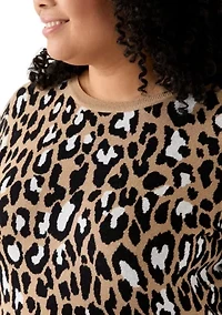 Plus Long Sleeve Crew Neck Jacquard Sweater
