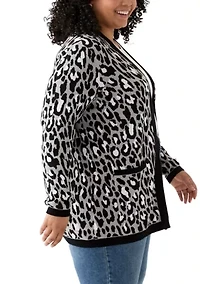Plus Long Sleeve Jacquard Cardigan