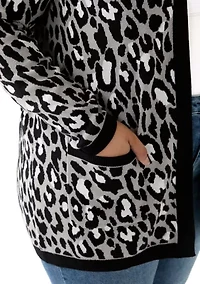 Plus Long Sleeve Jacquard Cardigan