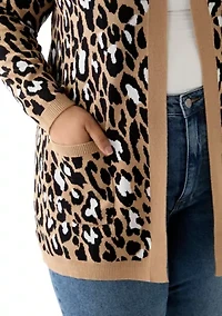 Plus Long Sleeve Jacquard Cardigan