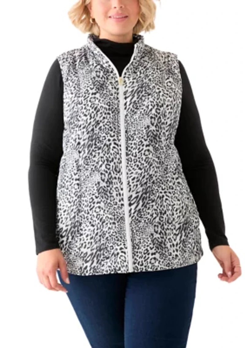 Plus Side Rib Printed Quilted Vest