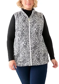 Plus Side Rib Printed Quilted Vest