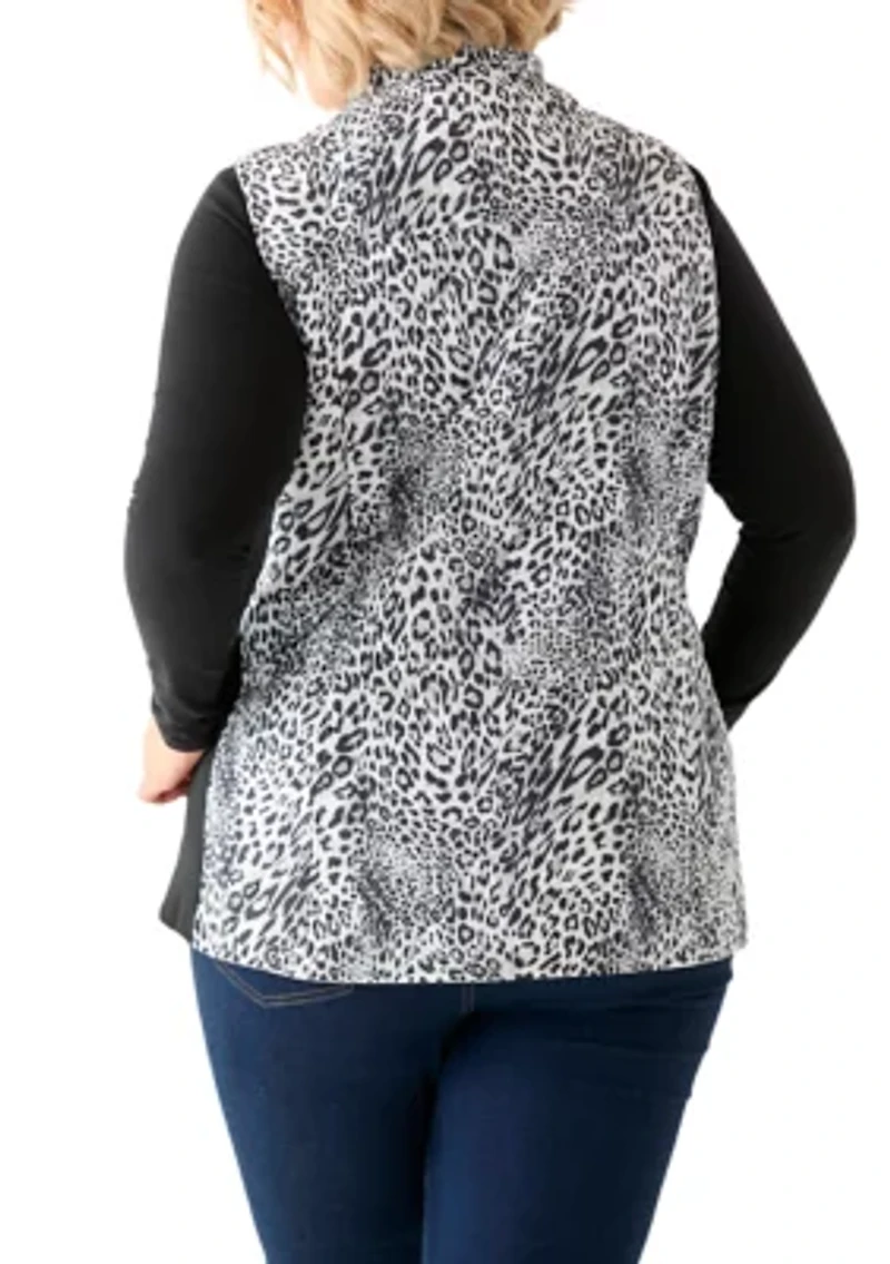 Plus Side Rib Printed Quilted Vest