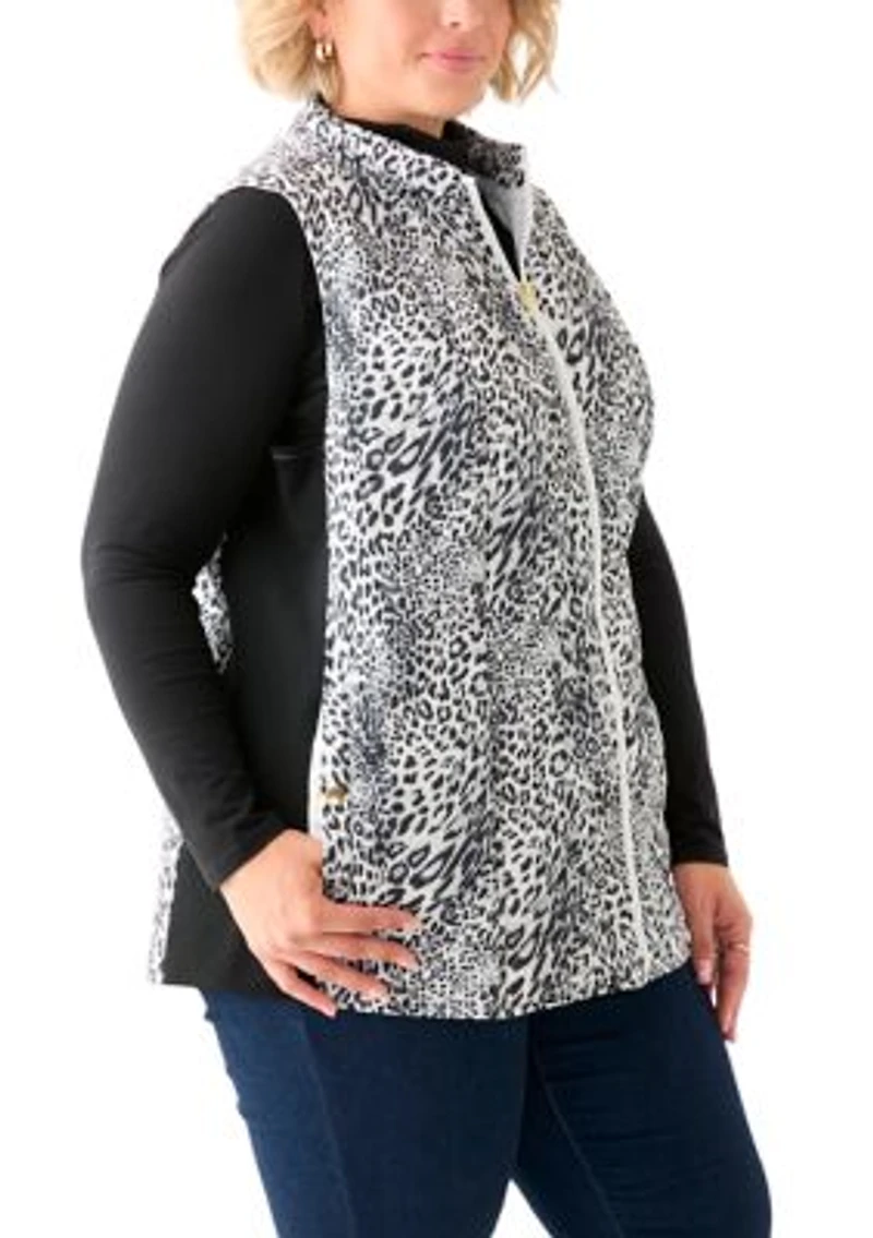 Plus Side Rib Printed Quilted Vest