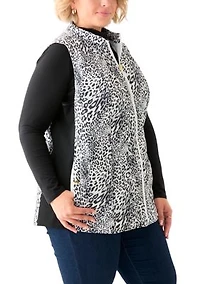 Plus Side Rib Printed Quilted Vest