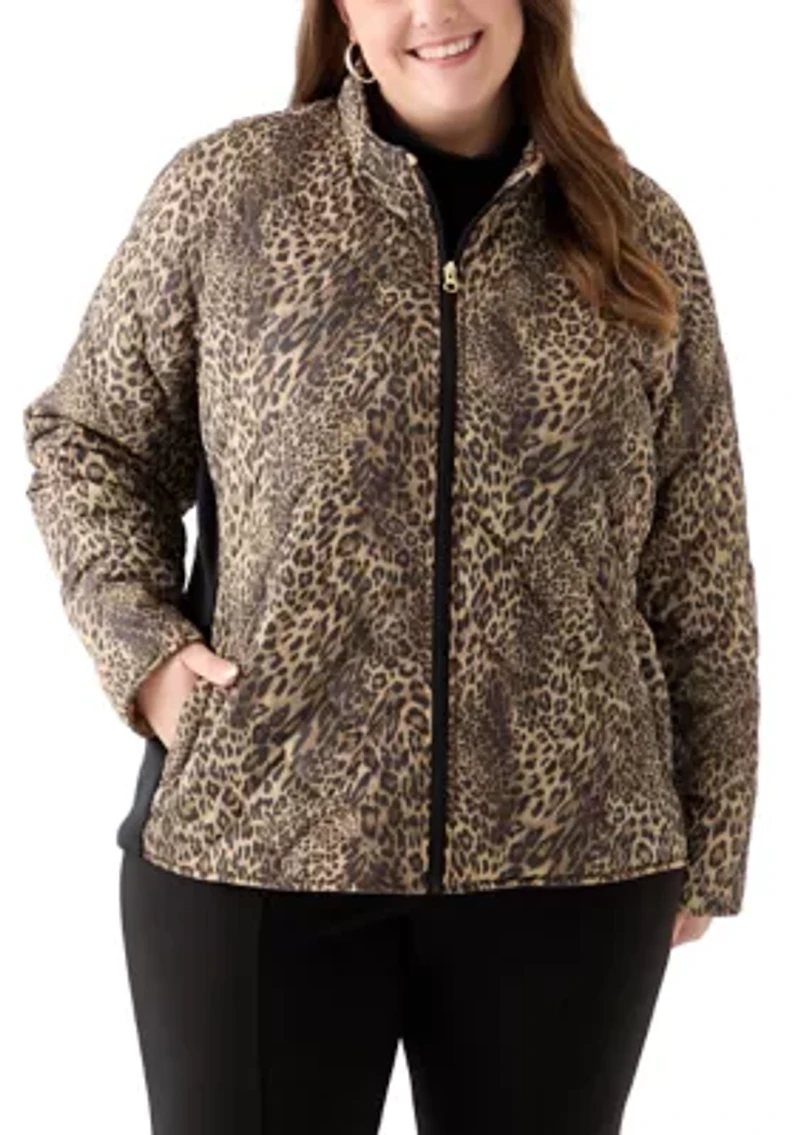 Plus Side Rib Printed Puffer Jacket