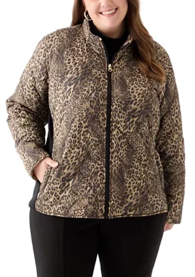 Plus Side Rib Printed Puffer Jacket