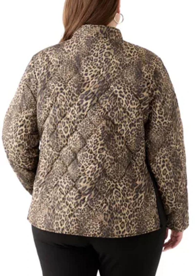 Plus Side Rib Printed Puffer Jacket