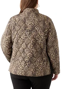 Plus Side Rib Printed Puffer Jacket