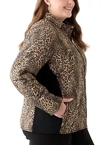 Plus Side Rib Printed Puffer Jacket