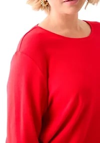 Plus 3/4 Sleeve Crew Neck Fashion Top