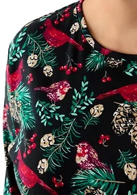 Plus 3/4 Sleeve Printed Shirt