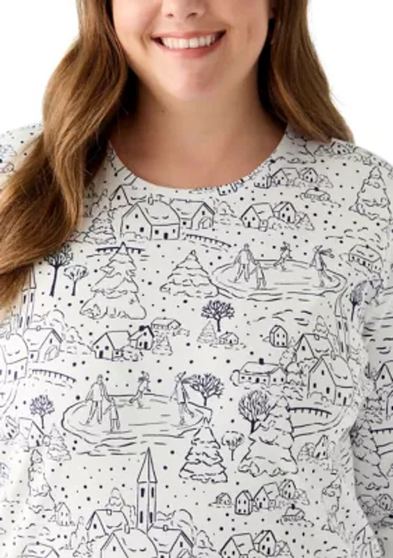 Plus 3/4 Sleeve Printed Shirt