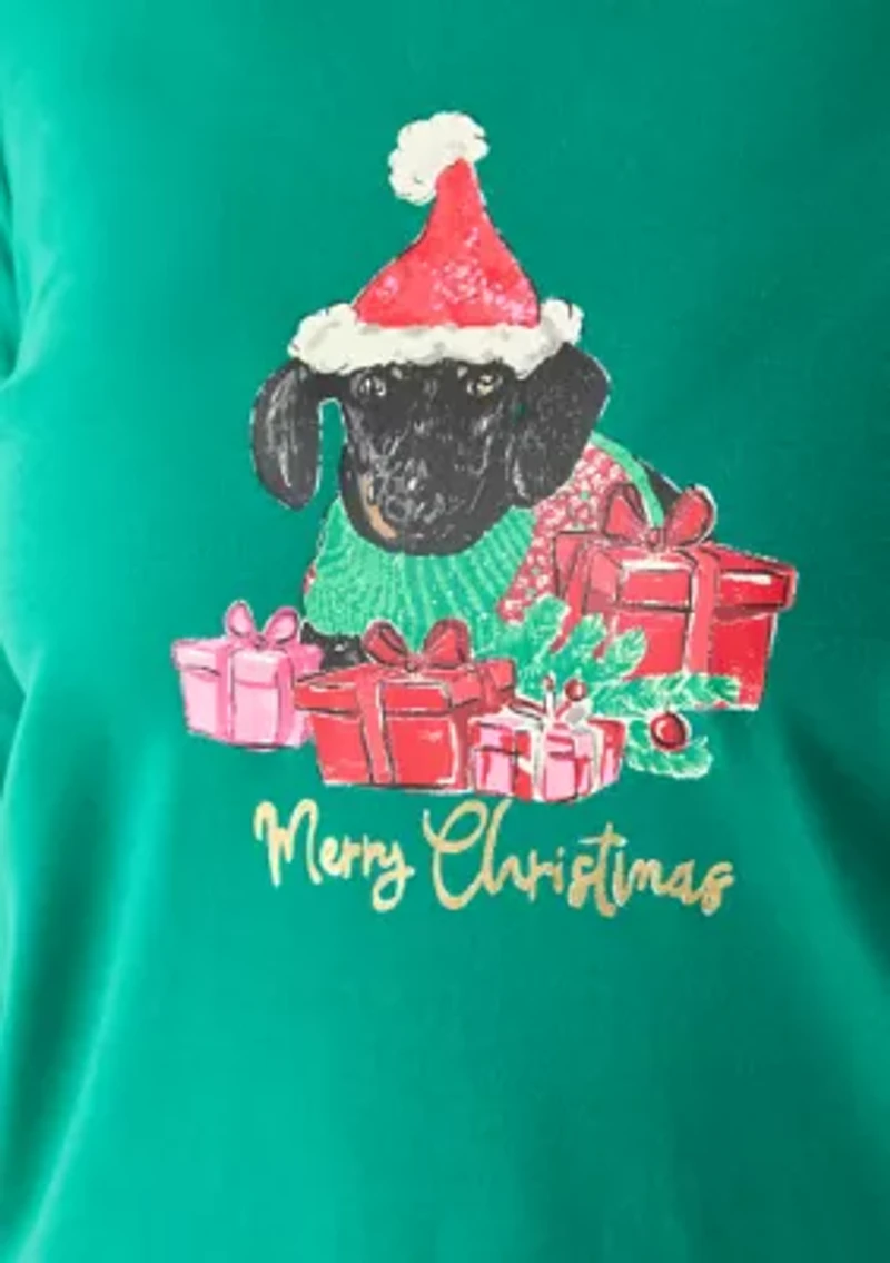 Plus Three-Quarter Sleeve Holiday Graphic T-Shirt