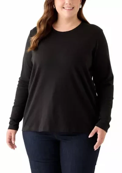 Plus Long Sleeve Cotton T-Shirt