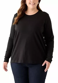 Plus Long Sleeve Cotton T-Shirt