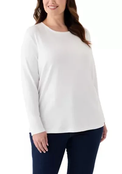 Plus Long Sleeve Cotton T-Shirt