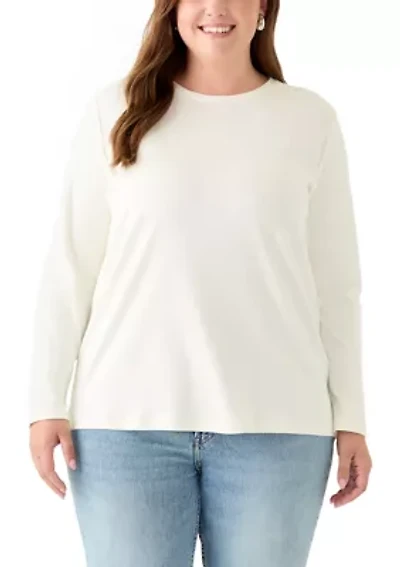 Plus Long Sleeve Cotton T-Shirt