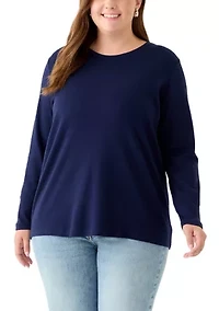 Plus Long Sleeve Cotton T-Shirt