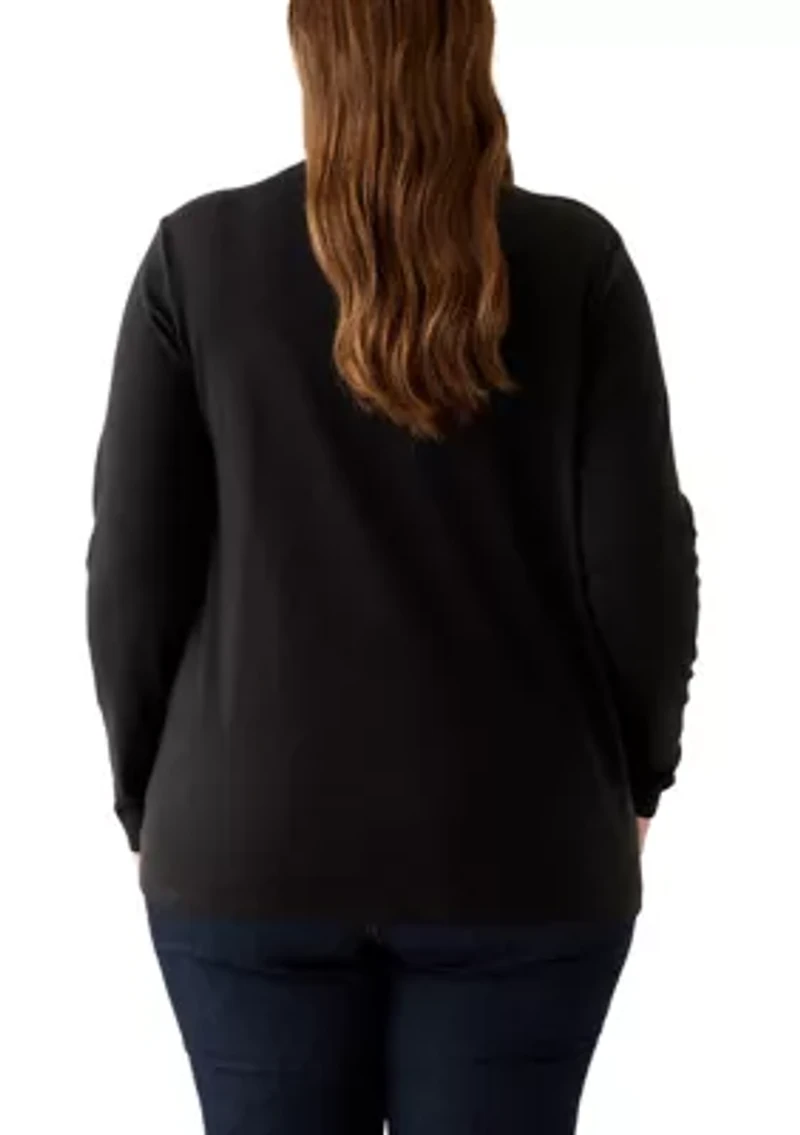 Plus Long Sleeve Cotton T-Shirt