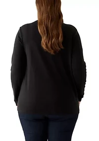 Plus Long Sleeve Cotton T-Shirt
