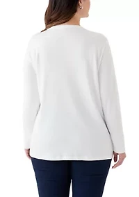 Plus Long Sleeve Cotton T-Shirt