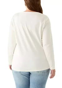 Plus Long Sleeve Cotton T-Shirt