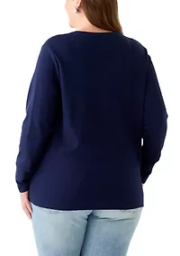 Plus Long Sleeve Cotton T-Shirt