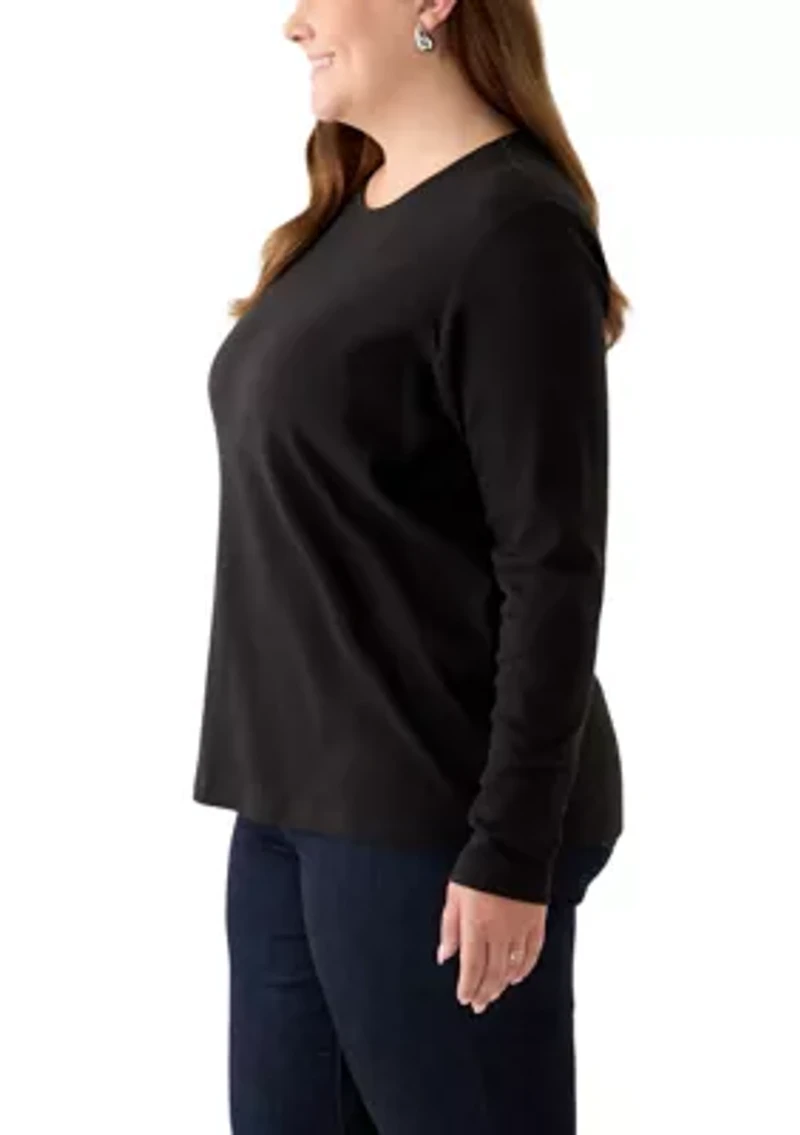 Plus Long Sleeve Cotton T-Shirt