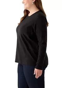 Plus Long Sleeve Cotton T-Shirt