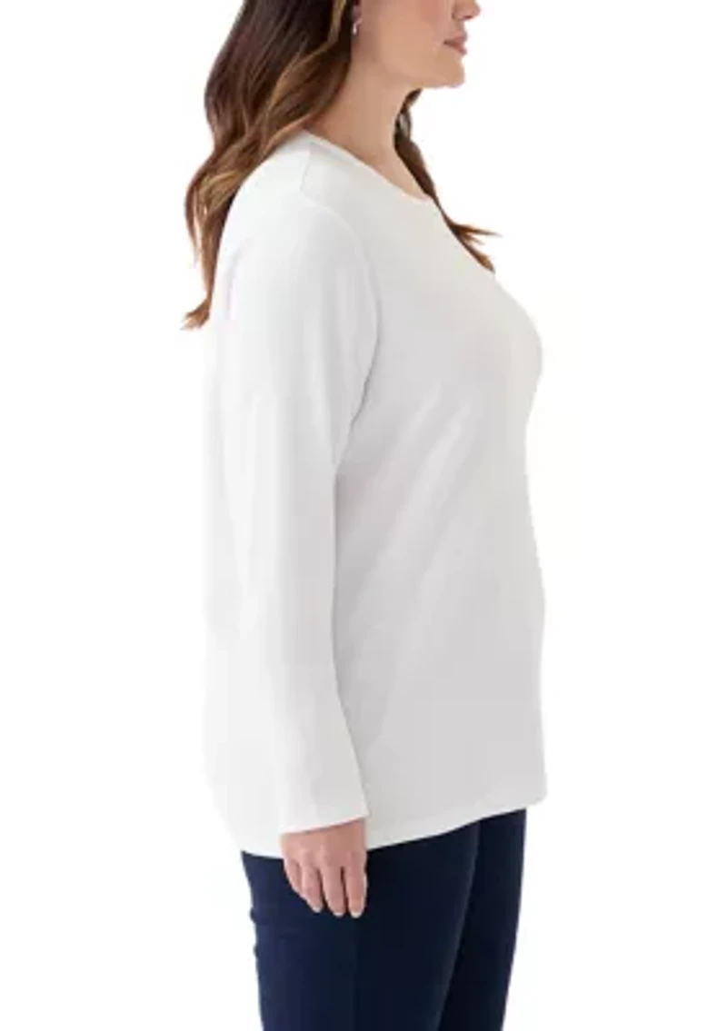 Plus Long Sleeve Cotton T-Shirt