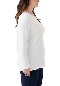 Plus Long Sleeve Cotton T-Shirt
