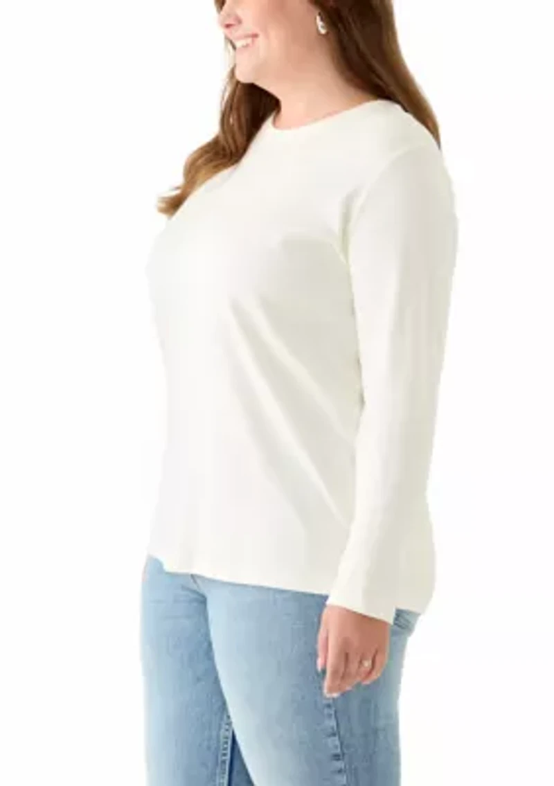 Plus Long Sleeve Cotton T-Shirt