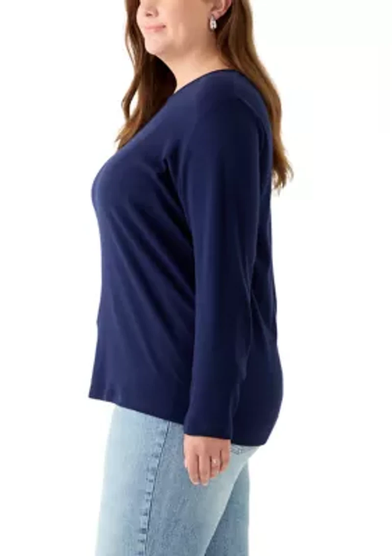 Plus Long Sleeve Cotton T-Shirt