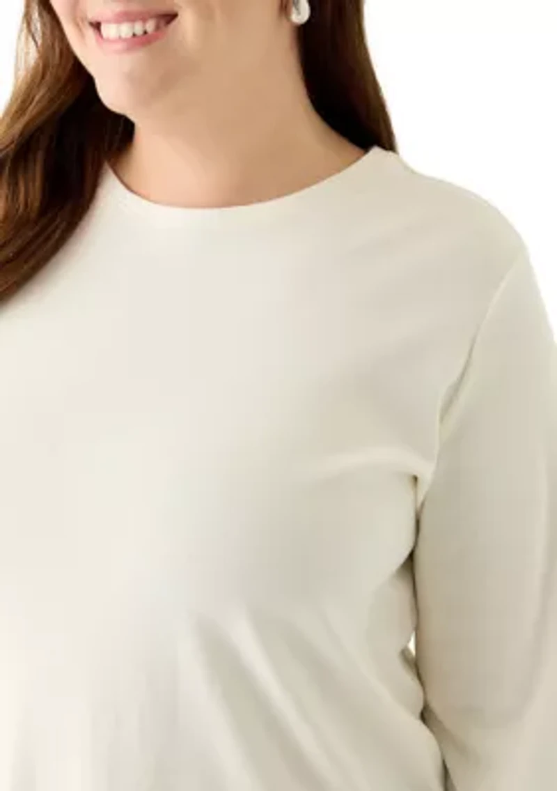Plus Long Sleeve Cotton T-Shirt