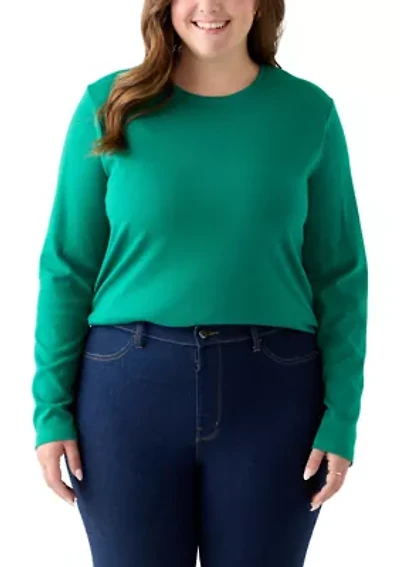 Plus Long Sleeve Crew Neck Top