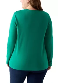 Plus Long Sleeve Crew Neck Top