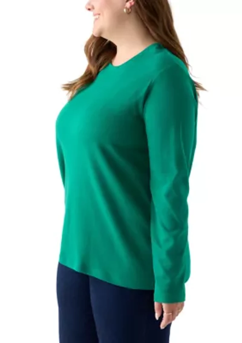Plus Long Sleeve Crew Neck Top