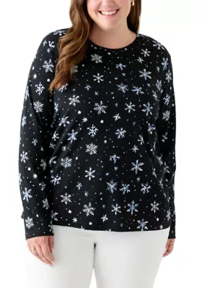 Plus Long Sleeve Printed Shirt