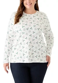 Plus Long Sleeve Printed Shirt