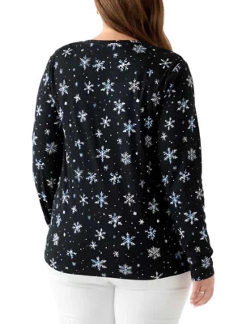 Plus Long Sleeve Printed Shirt