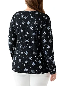Plus Long Sleeve Printed Shirt