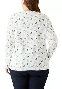 Plus Long Sleeve Printed Shirt