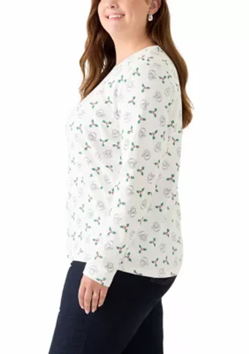 Plus Long Sleeve Printed Shirt