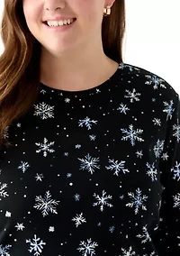 Plus Long Sleeve Printed Shirt