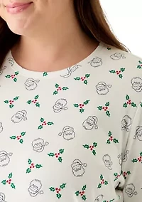 Plus Long Sleeve Printed Shirt